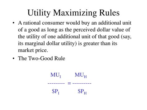 Rules for Maximizing Utility .